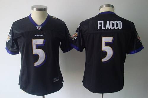 Ravens #5 Joe Flacco Black Women's Alternate Stitched NFL Jersey - Click Image to Close